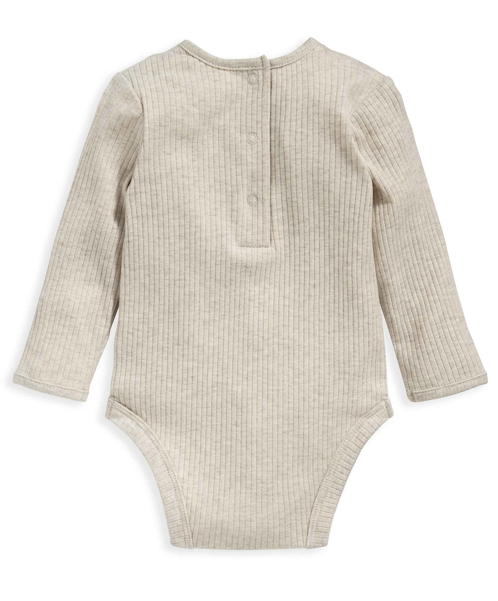 Organic Cotton Ribbed Bodysuit - Oatmeal