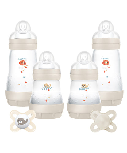 MAM Baby Feed & Soothe Anti Colic Bottles & Soothers Set - Cotton