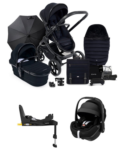 iCandy Peach 7 Complete Pushchair Bundle with Maxi-Cosi Pebble 360 Pro²  Car Seat & Base – Black