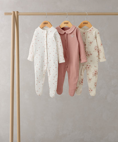 Watercolour Floral Sleepsuits (Pack of 3)