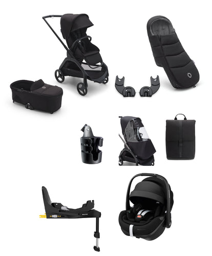 Bugaboo Dragonfly Ultimate 9 Piece Bundle with Maxi-Cosi Pebble 360 Pro² Car Seat & Base - Black