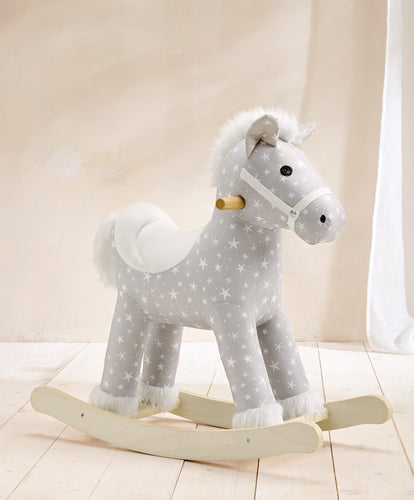 Rocking Horse - Star - Grey/White