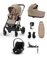 Cybex Balios Bundle with Cybex Cloud T i-Size Rotating Baby Car Seat & Rotating Base (7 Pieces) – Almond Beige