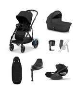 Cybex e-Gazelle S Electric Single to Double Pushchair Bundle with Cybex Cloud T i-Size Rotating Car Seat & Base (7 Pieces) – Black