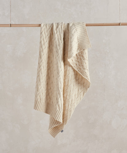 Cable Knit Blanket - Cream - Welcome to the World Duckling
