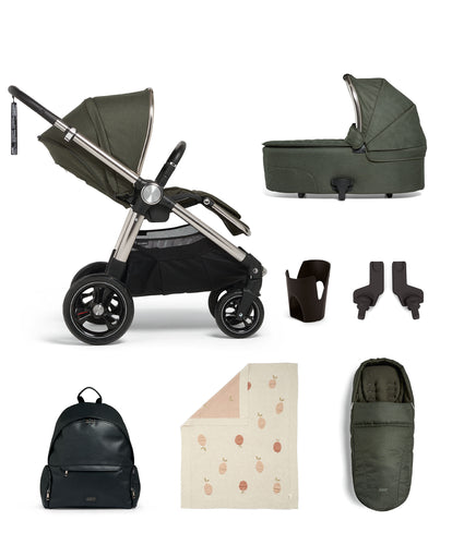Ocarro Pushchair Essential Bundle with Carrycot (7 Pieces) Hunter Green