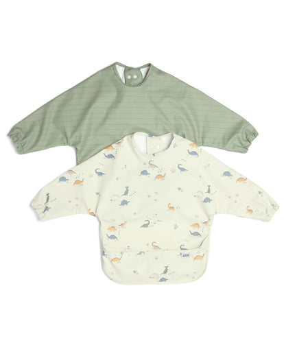 Long-sleeved Bibs (2 Pack) - Dino Stripe