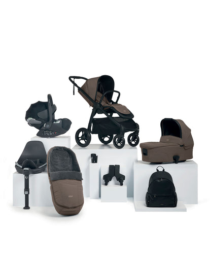 Ocarro Pushchair Complete Bundle with Cybex Cloud T Car Seat & Base (8 Pieces) - Café