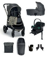 Ocarro Pushchair Complete Bundle with Cybex Aton Car Seat & Base (8 Pieces) - Graphite