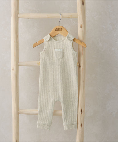 Organic Ribbed Romper - Oatmeal