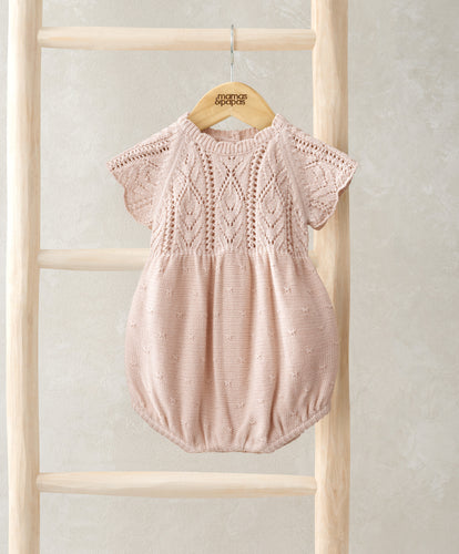 Short Sleeve Knit Romper - Pink