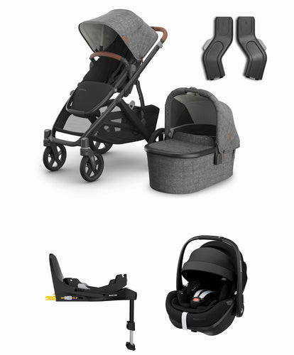 UPPAbaby Vista V3 Stroller Bundle with Maxi-Cosi Pebble 360 Pro² Car Seat  – Greyson