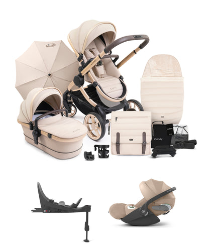 iCandy Peach 7 Complete Pushchair Bundle with Cybex Cloud T Car Seat - Biscotti