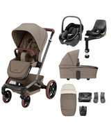 Maxi Cosi Fame Complete Pushchair Bundle with Pebble 360 Car Seat & Base – Truffle with Brown Wheels