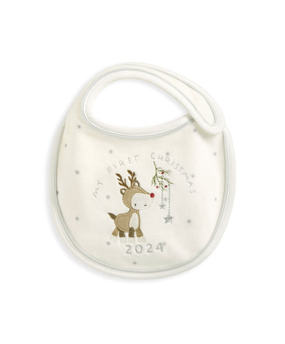 My First Christmas Bib - White