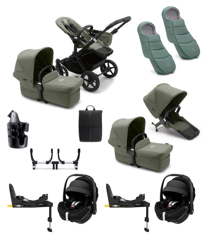 Bugaboo Pushchairs Bugaboo Donkey 5 Twin Pushchair Bundle with Maxi-Cosi Pebble 360 Pro² Car Seat & Base - Forest Green