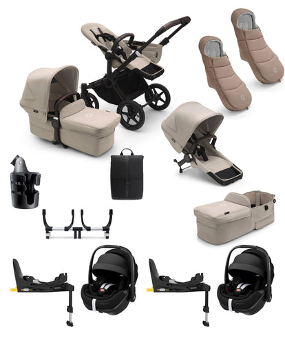 Bugaboo Pushchairs Bugaboo Donkey 5 Twin Pushchair Bundle with Maxi-Cosi Pebble 360 Pro² Car Seat & Base - Taupe