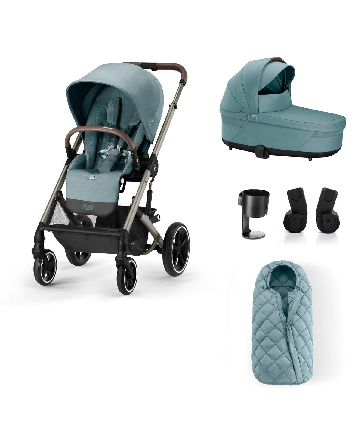 Cybex Balios S Lux Essential Pushchair Bundle 5 Pieces Sky Blue Mamas Papas IE