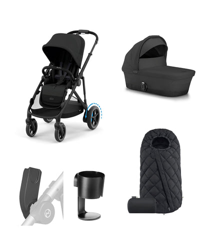 Cybex eGazelle Pushchair Bundle (5 Pieces) - Moon Black