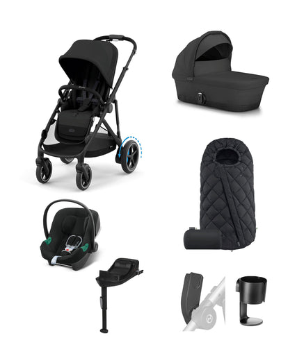 Cybex eGazelle Pushchair Bundle with Cybex Aton B2 Car Seat (6 Pieces) - Moon Black