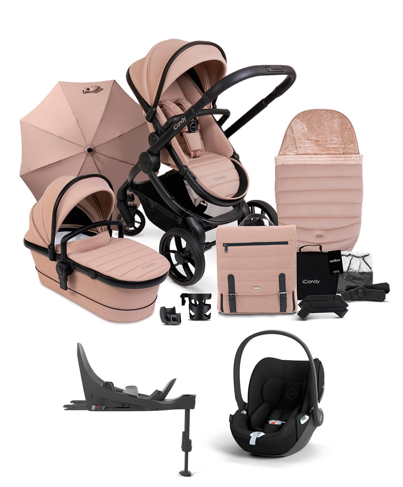 Icandy peach double top carrycot and seat