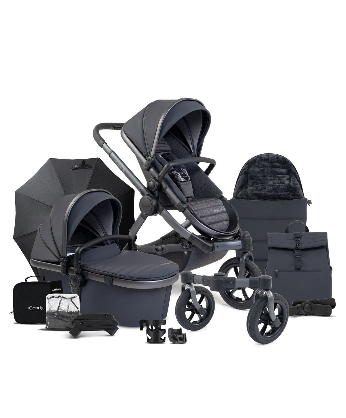 iCandy Peach 7 All Terrain Complete Bundle Storm Grey Mamas Papas IE