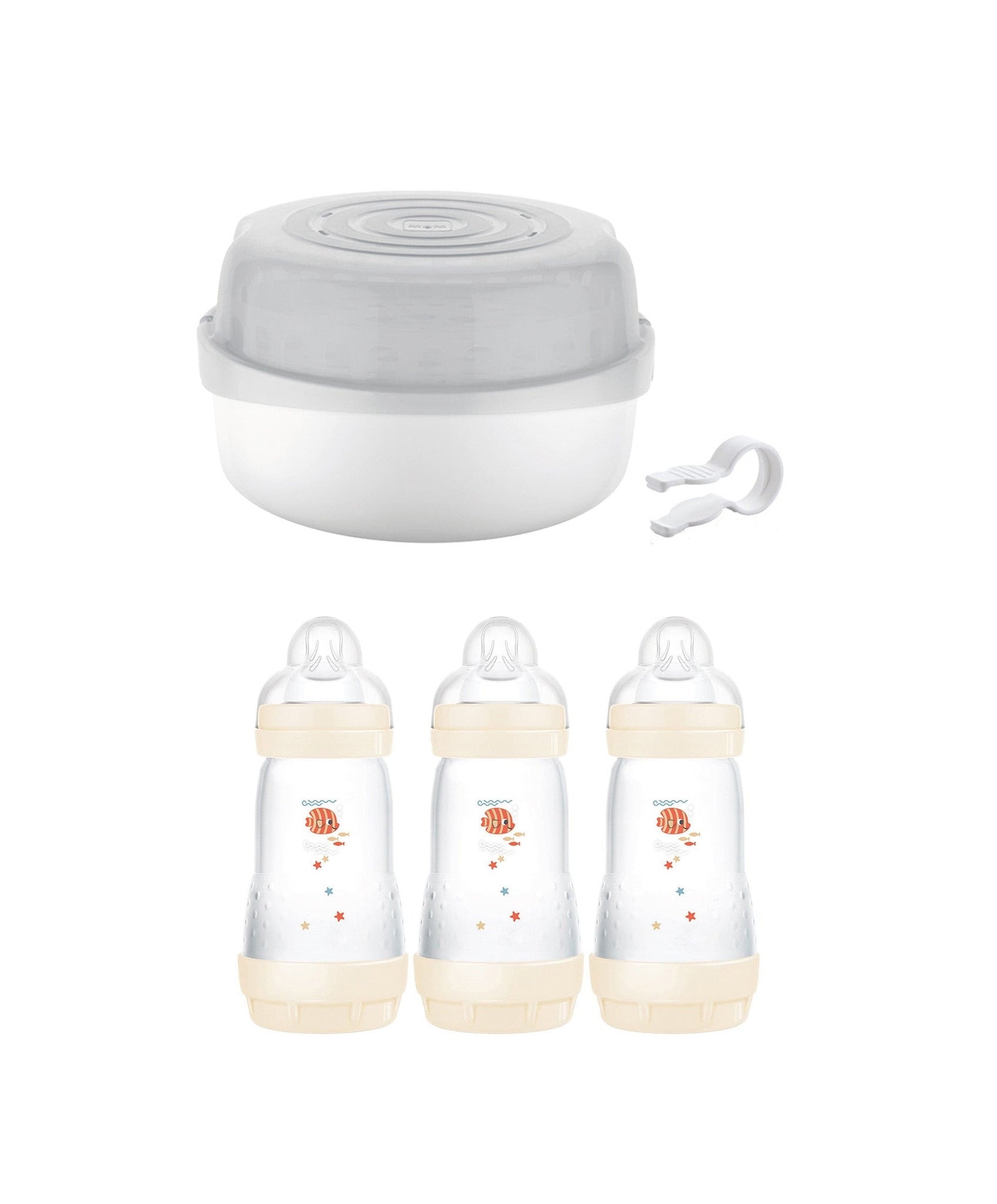 MAM Microwave Steam Steriliser with Taupe 260ml Bottle Set Mamas Papas IE