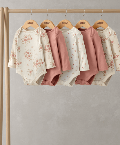 Mamas & Papas All-in-Ones & Bodysuits Floral Long Sleeve Bodysuits (Pack of 5)