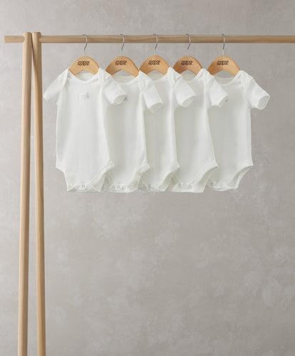 Mamas & Papas All-in-Ones & Bodysuits Organic Shortsleeved Bodysuits (5 Pack) - White