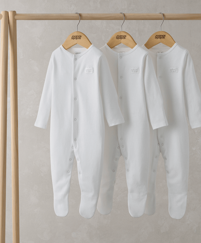 Mamas & Papas All-in-Ones & Bodysuits Organic Sleepsuits (3 Pack) - White
