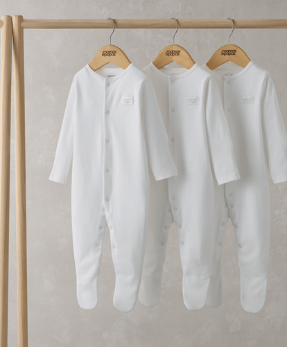 Mamas & Papas All-in-Ones & Bodysuits Organic Sleepsuits (3 Pack) - White