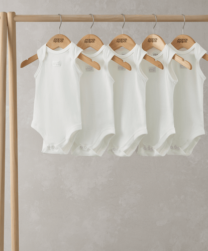 Mamas & Papas All-in-Ones & Bodysuits Organic Sleeveless Bodysuits (5 Pack) - White