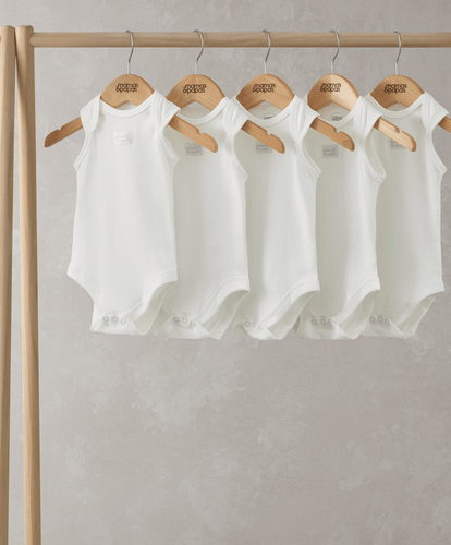 Mamas & Papas All-in-Ones & Bodysuits Organic Sleeveless Bodysuits (5 Pack) - White