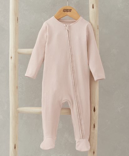 Mamas & Papas All-in-Ones & Bodysuits Pink Ribbed Zip Sleepsuit