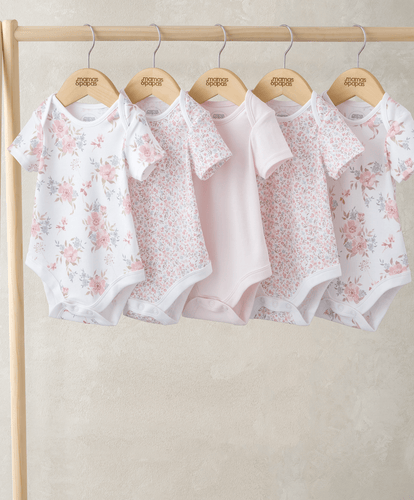 Mamas & Papas All-in-Ones & Bodysuits Short Sleeve Bodysuits (Pack of 5) - Floral