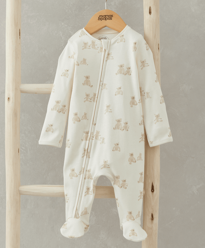 Mamas & Papas All-in-Ones & Bodysuits Teddy Bear Print All In One - Sand
