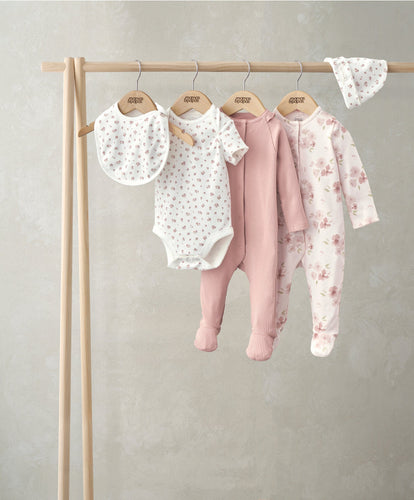 Mamas & Papas All-in-Ones & Bodysuits Watercolour Floral Set (5 Piece) - Ditsy Rose Print