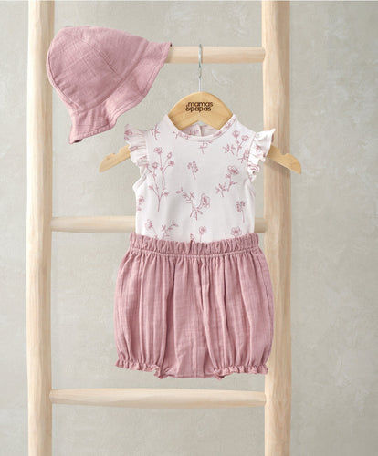 Mamas & Papas Bodysuit, Shorts, and Hat Set (3 Pieces) - Springs Print