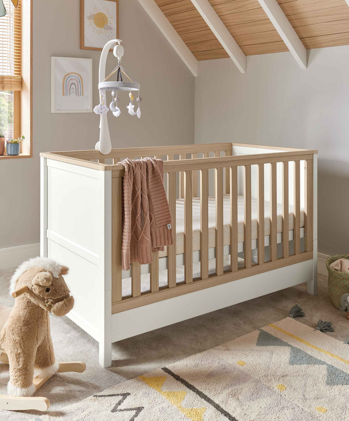 Cot bed and wardrobe hot sale set