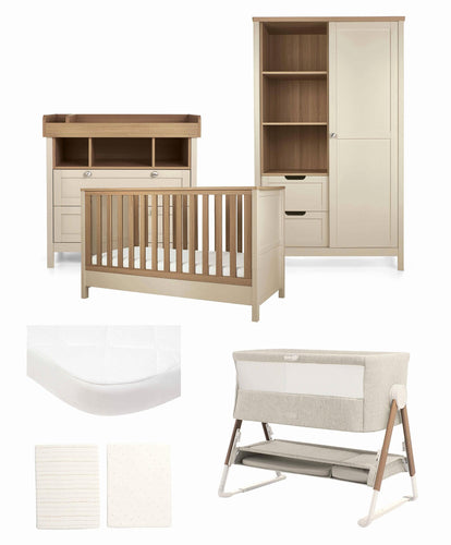 Harwell Nursery Bundle with Lua Bedside Crib (6 Piece) – Cashmere