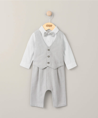 Mamas & Papas Linen Waistcoat Mock Romper - Cream