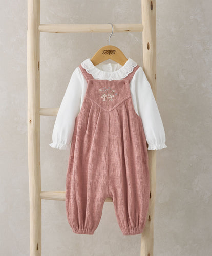 Mamas & Papas Outfits & Sets Crinkle Dungarees & Bodysuit Outfit Set - Pink