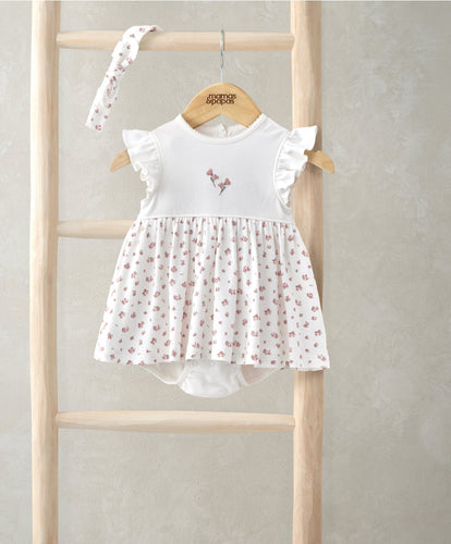 Mamas & Papas Outfits & Sets Frill Sleeve Dress & Bow Headband Set (2 Pieces) - Ditsy Rose Print