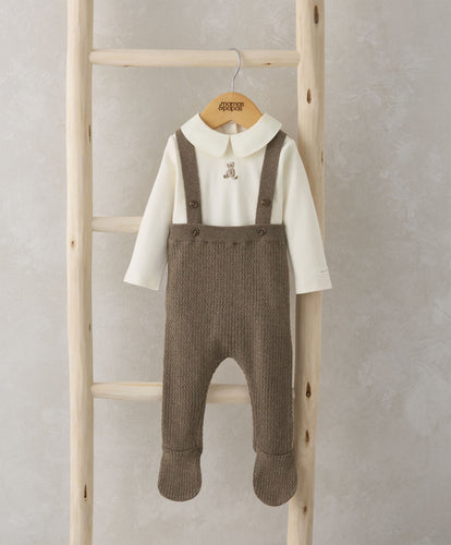 Mamas & Papas Outfits & Sets Knitted Dungarees & Bodysuit - Teddy Bear