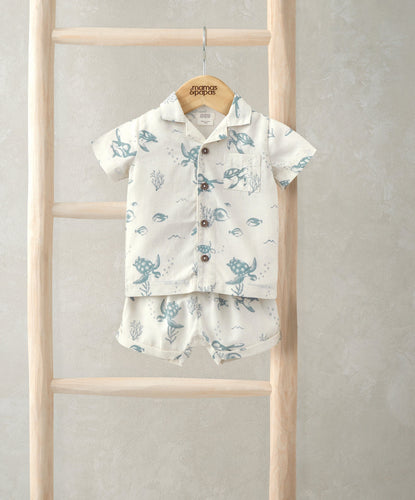 Mamas & Papas Outfits & Sets Shirt & Shorts Set (2 Pieces) - Turtle Print