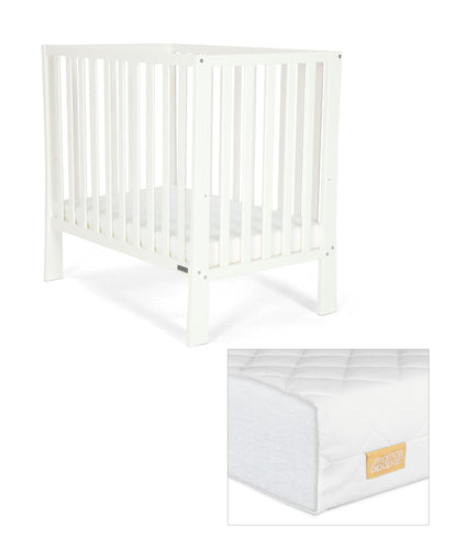 Petite Cot & Essential Fibre Cot Mattress Bundle – White