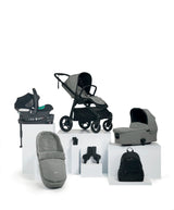 Ocarro Pushchair Complete Bundle with Cybex Aton B2 Car Seat & Base (7 Pieces) - Flint Grey