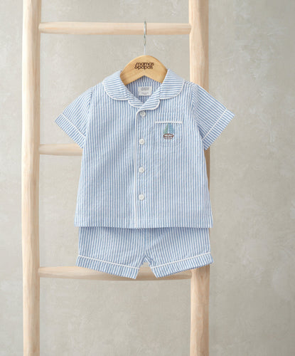 Mamas & Papas Pyjamas & Nightwear Top & Shorts Set (2 Pieces) - Blue Stripe