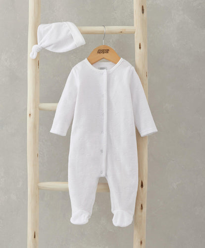 Mamas & Papas Sleepsuits Velour Cloud All-in-One with Hat - 2 Piece Set