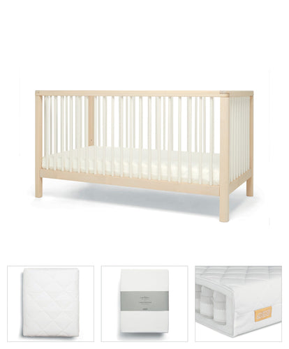 Mamas & Papas Solo Cotbed 4 Piece Starter Bundle - White/Natural